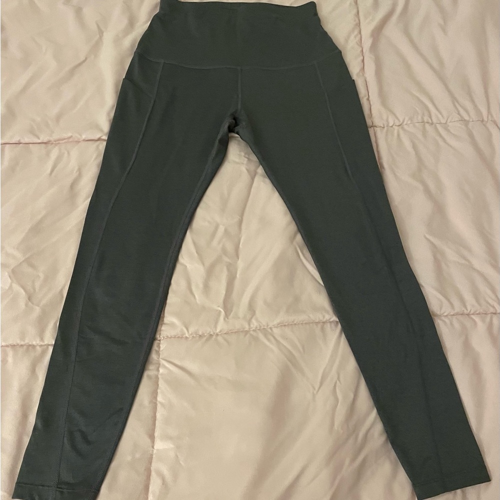 Sports Wear gray high waist full length two side pockets leggings  S athletic